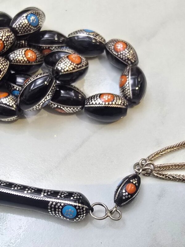 مسباح يسر فاخر مطعم بالفيروز و المرجان و الفضة YU12